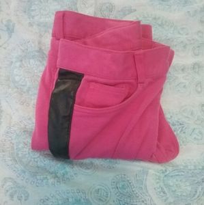 Girls Medium pink pants with black stripe
